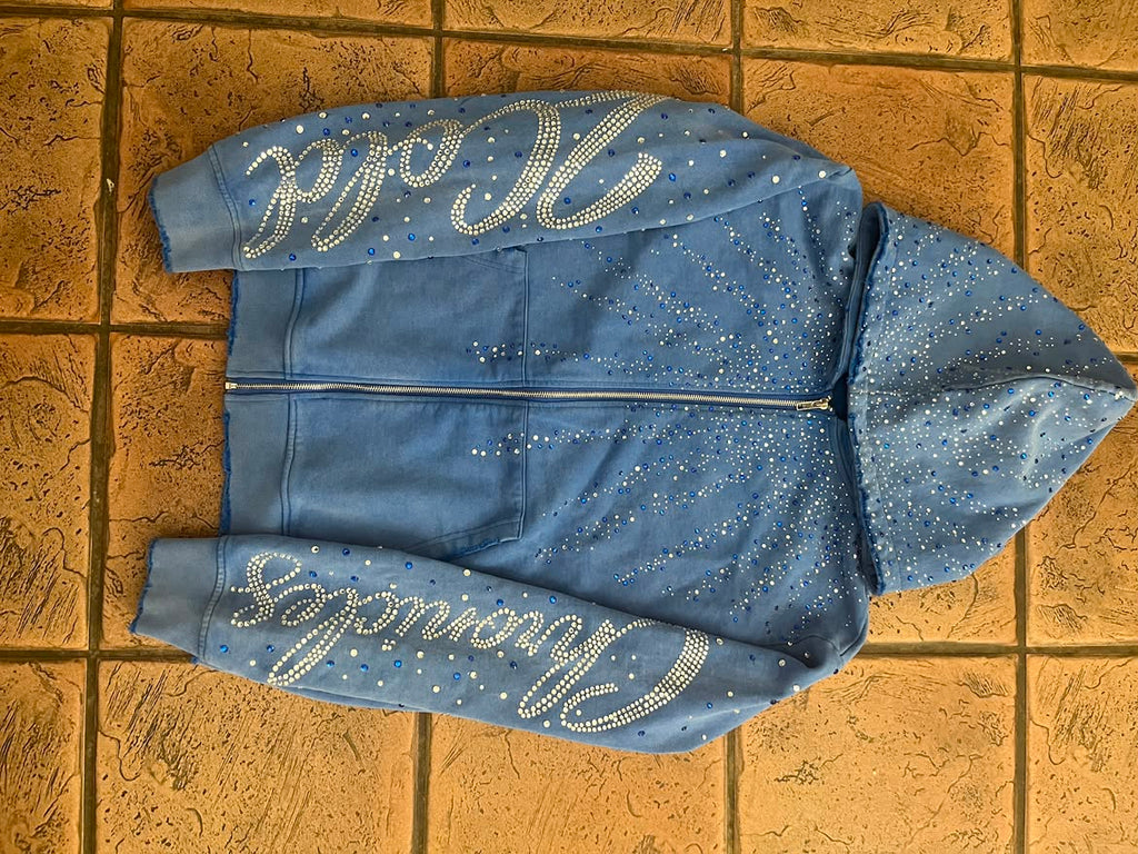 Starburst Blue Rhinestone Hoodie