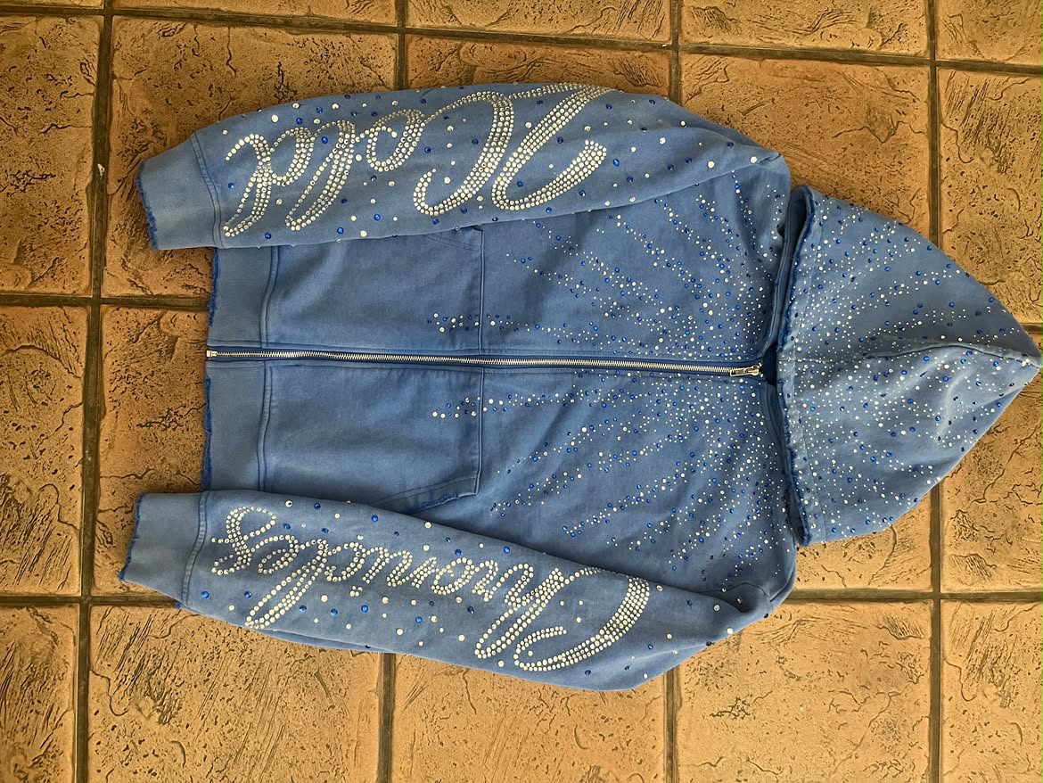 Starburst Blue Rhinestone Hoodie