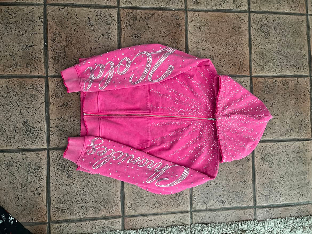 Starburst Pink Rhinestone Hoodie