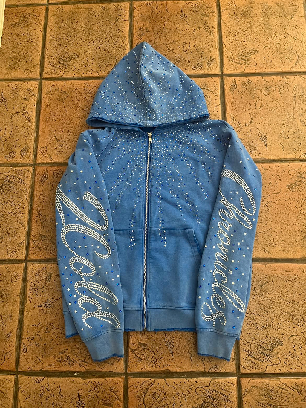 Starburst Blue Rhinestone Hoodie