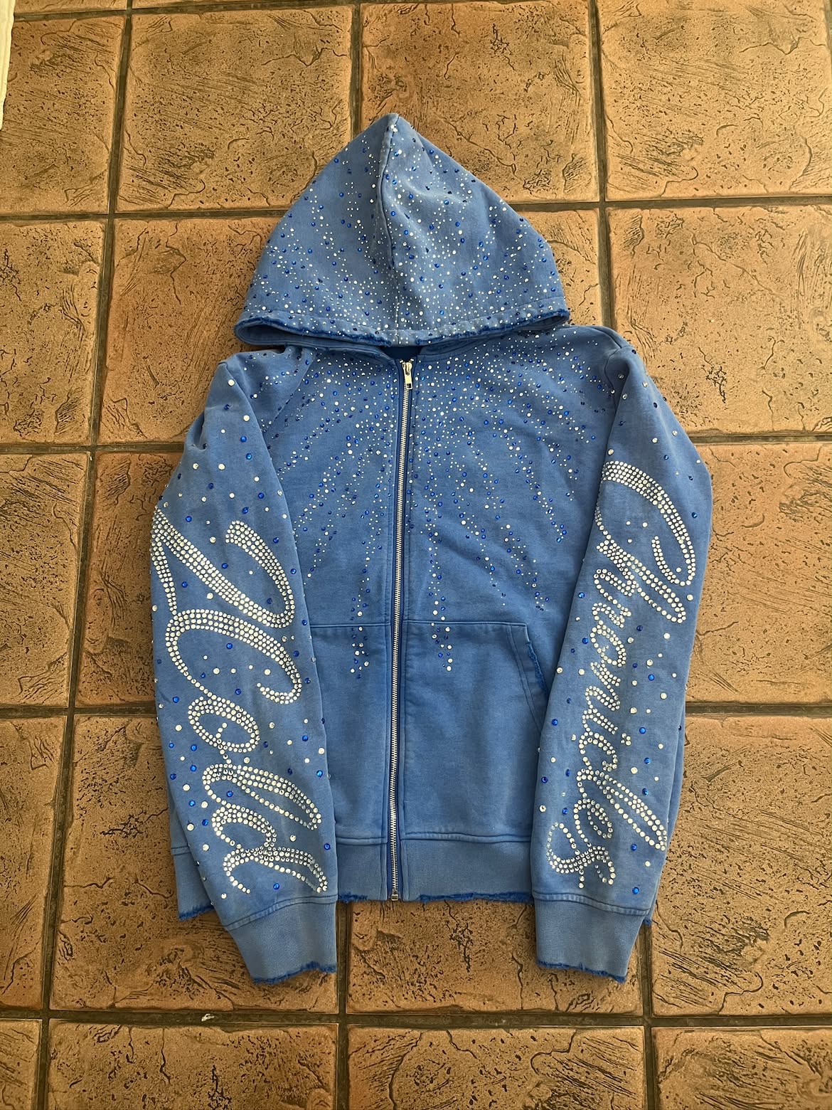 Starburst Blue Rhinestone Hoodie